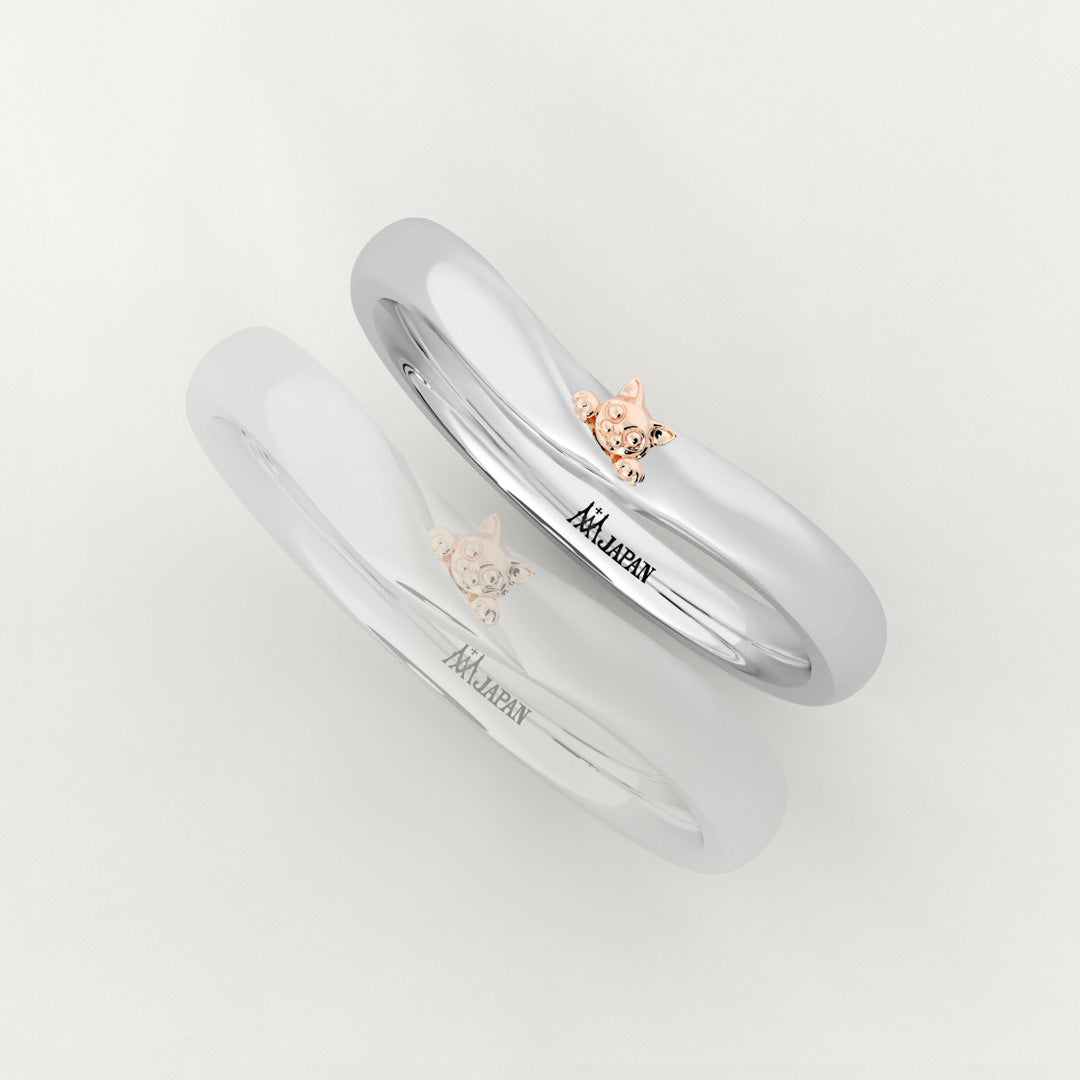 猫の結婚指輪(マリッジリング/ウェディングリング)のPensiero-del-Gatto_womanで、猫の想いという名の猫の結婚指輪です。(画1)