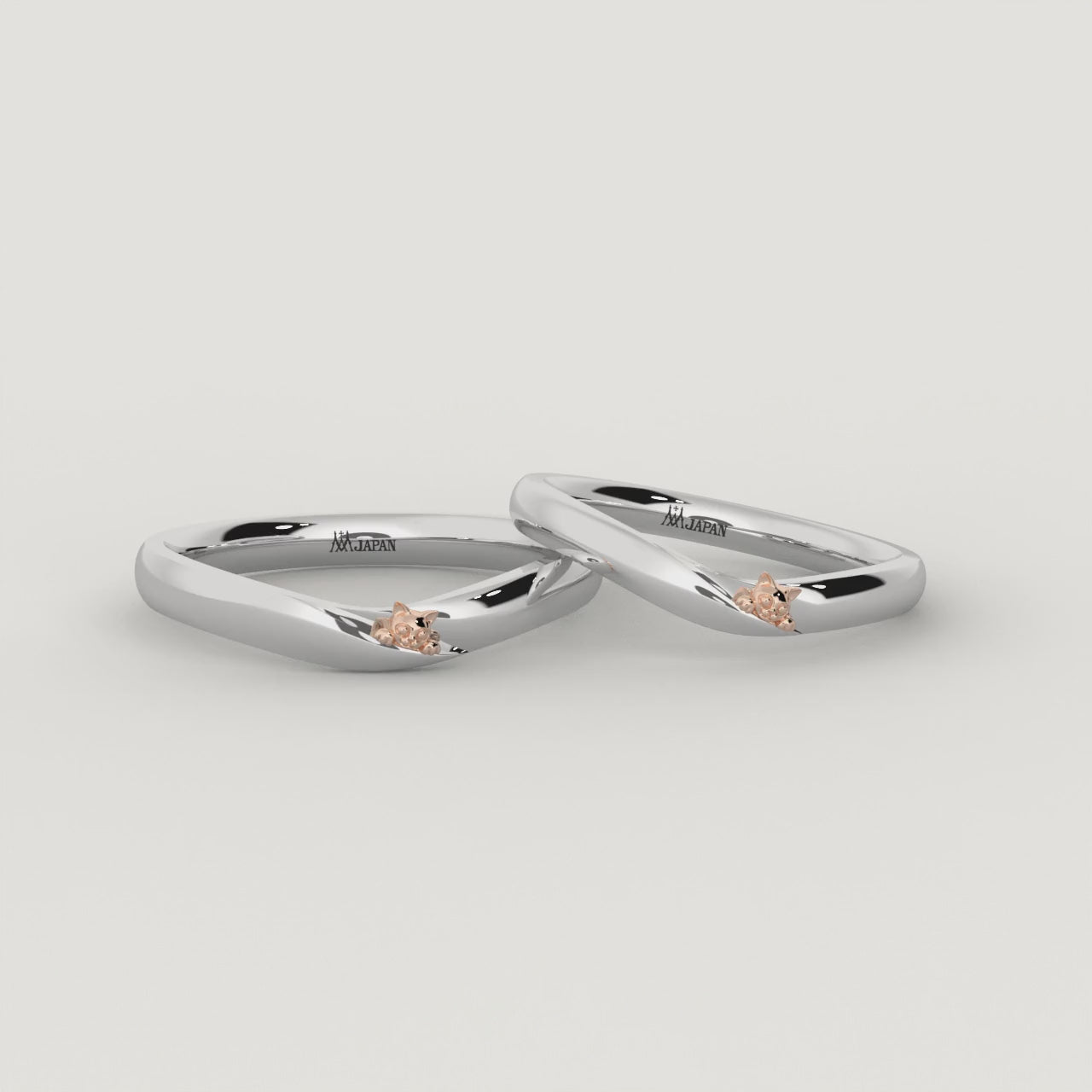 猫の結婚指輪(マリッジリング/ウェディングリング)のPensiero-del-Gatto_pairで、猫の想いという名の猫の結婚指輪です。(動画2)